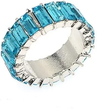 HSQYJ Rainbow Baguette Band Ring Eternity Band Cubic Zirconia Ring Gold Plated Fashion Luxury Jewelry Crystal Cocktail Rings for Women Gift