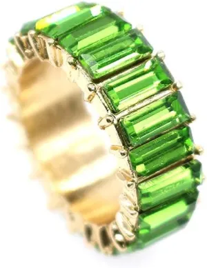 HSQYJ Rainbow Baguette Band Ring Eternity Band Cubic Zirconia Ring Gold Plated Fashion Luxury Jewelry Crystal Cocktail Rings for Women Gift