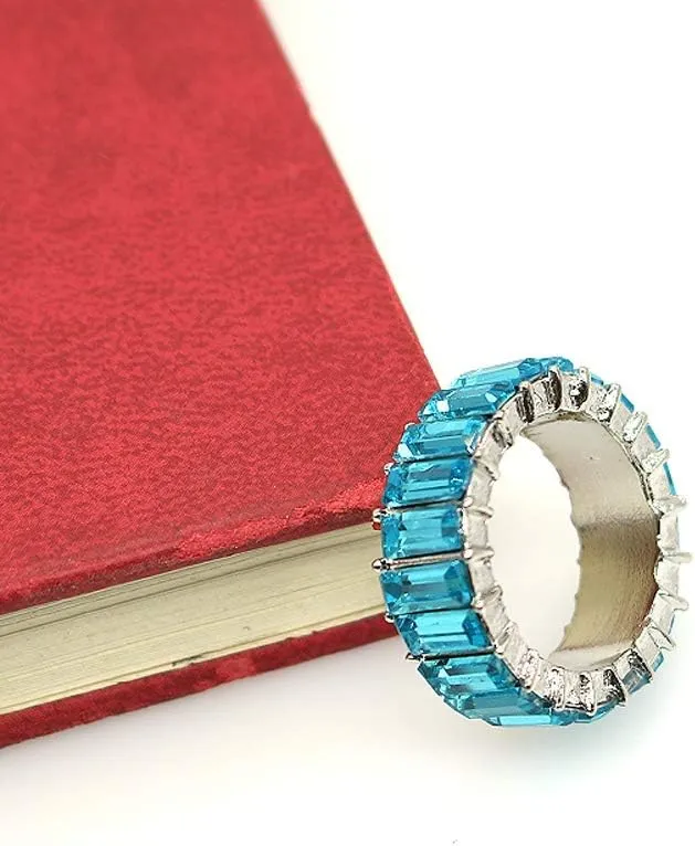 HSQYJ Rainbow Baguette Band Ring Eternity Band Cubic Zirconia Ring Gold Plated Fashion Luxury Jewelry Crystal Cocktail Rings for Women Gift