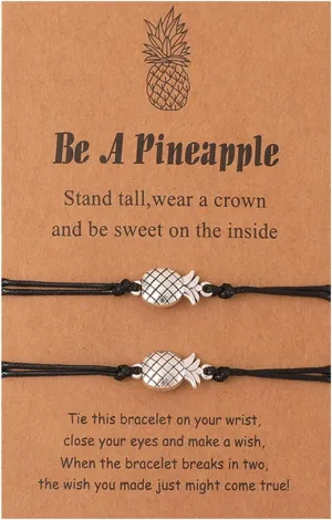 HUASAI 2Pcs Pineapple Bracelet for Women Pineapple Gifts BFF Friendship Bracelets Gift