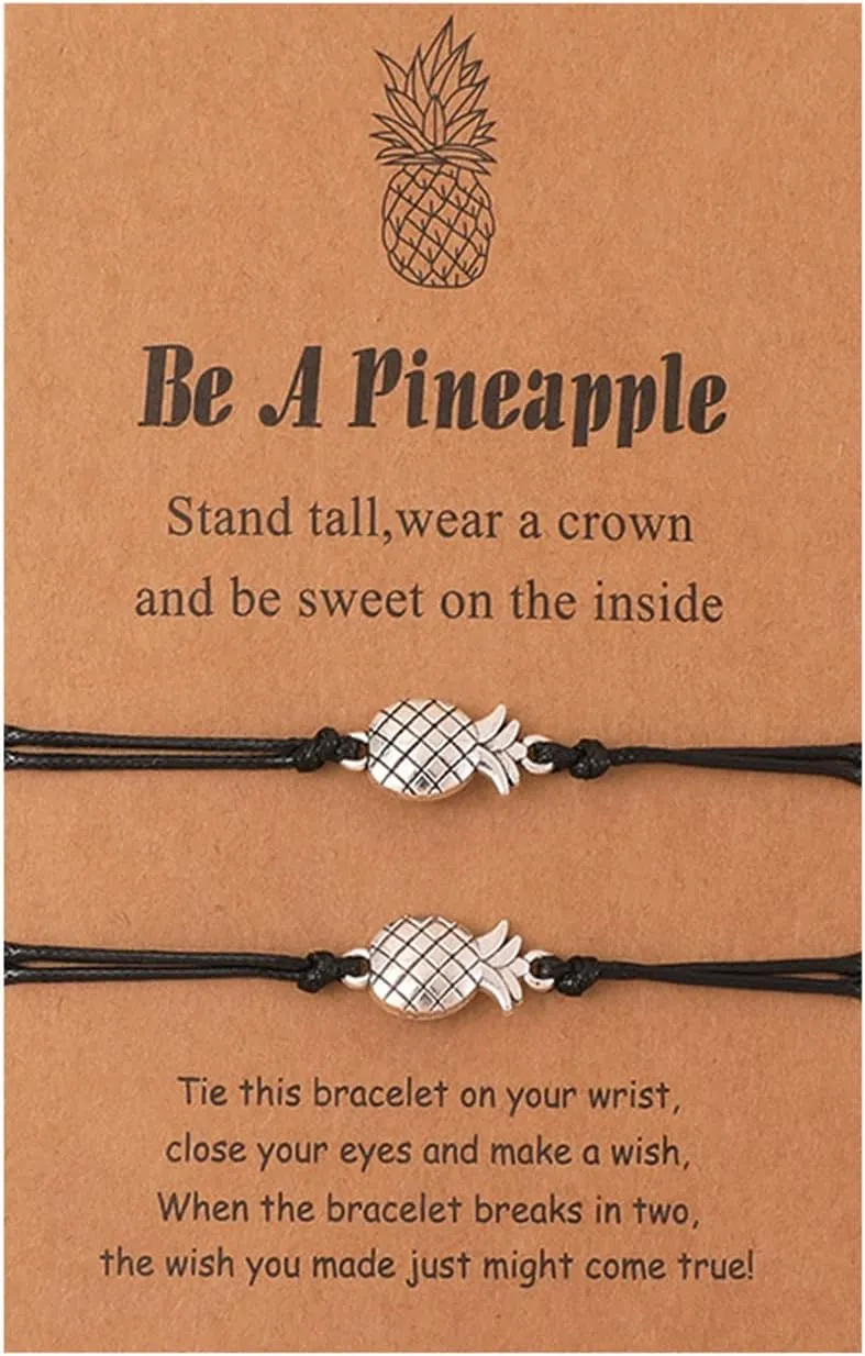 HUASAI 2Pcs Pineapple Bracelet for Women Pineapple Gifts BFF Friendship Bracelets Gift