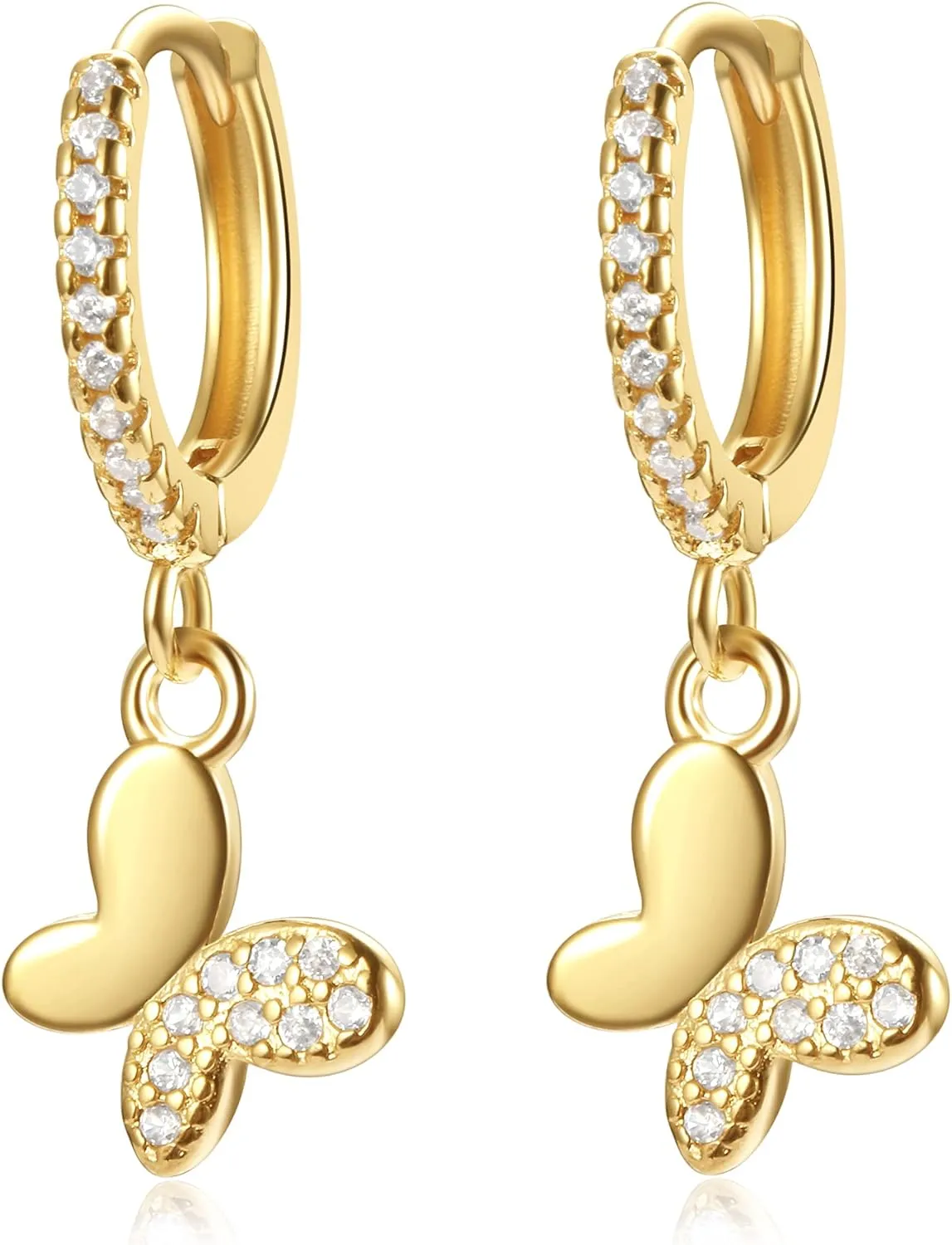 Huggie Dangle Hoop Earrings, 14K Gold Plated Cross Moon Star Shell Hollow Heart Evil Eye Lightning Drop Butterfly Earrings, Handmade Women Jewelry Gift