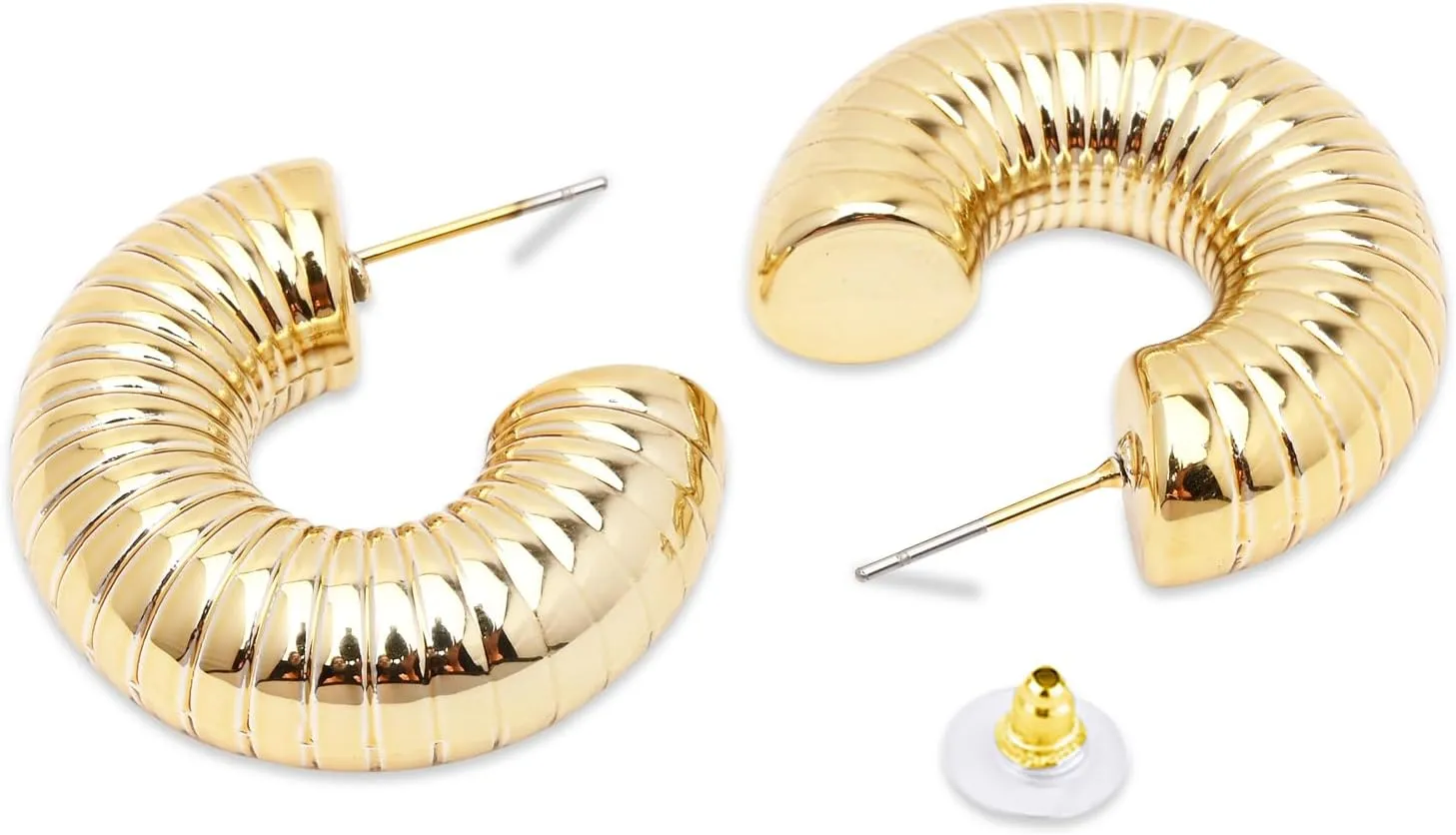 I Jewels Gold Plated Half Circle Designed Stud Earrings For Women (E3303FL)