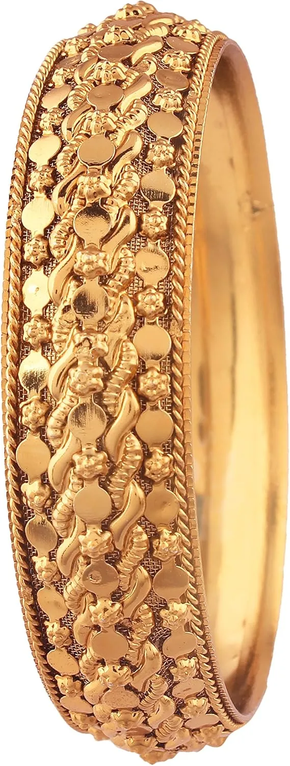 I Jewels Traditional Gold Plated Bangles for Women (ADB154)