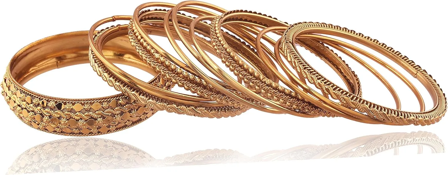 I Jewels Traditional Gold Plated Bangles for Women (ADB154)