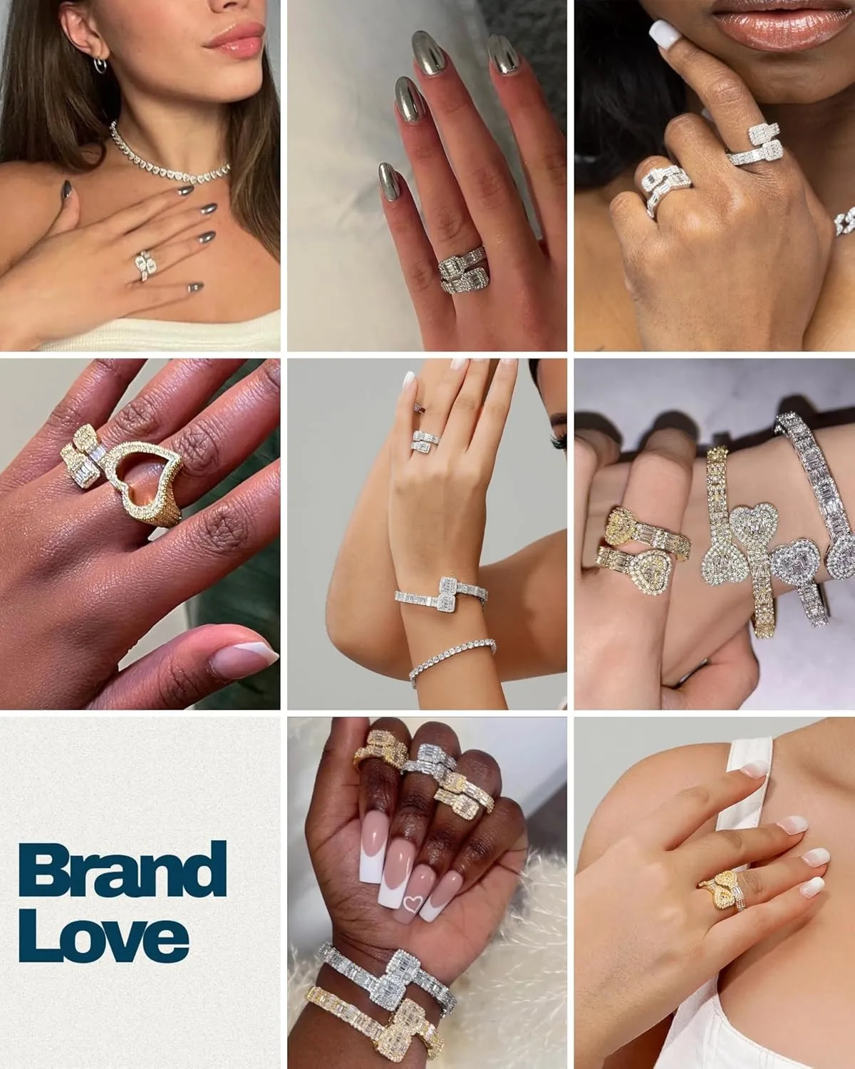 Iced Out Jewelry Baguette Cz Adjustable Heart Ring, All Match Bling Bling Dainty Gold Pinky Ring Party Rose Gold Love Men Women Luxury Jewelry
