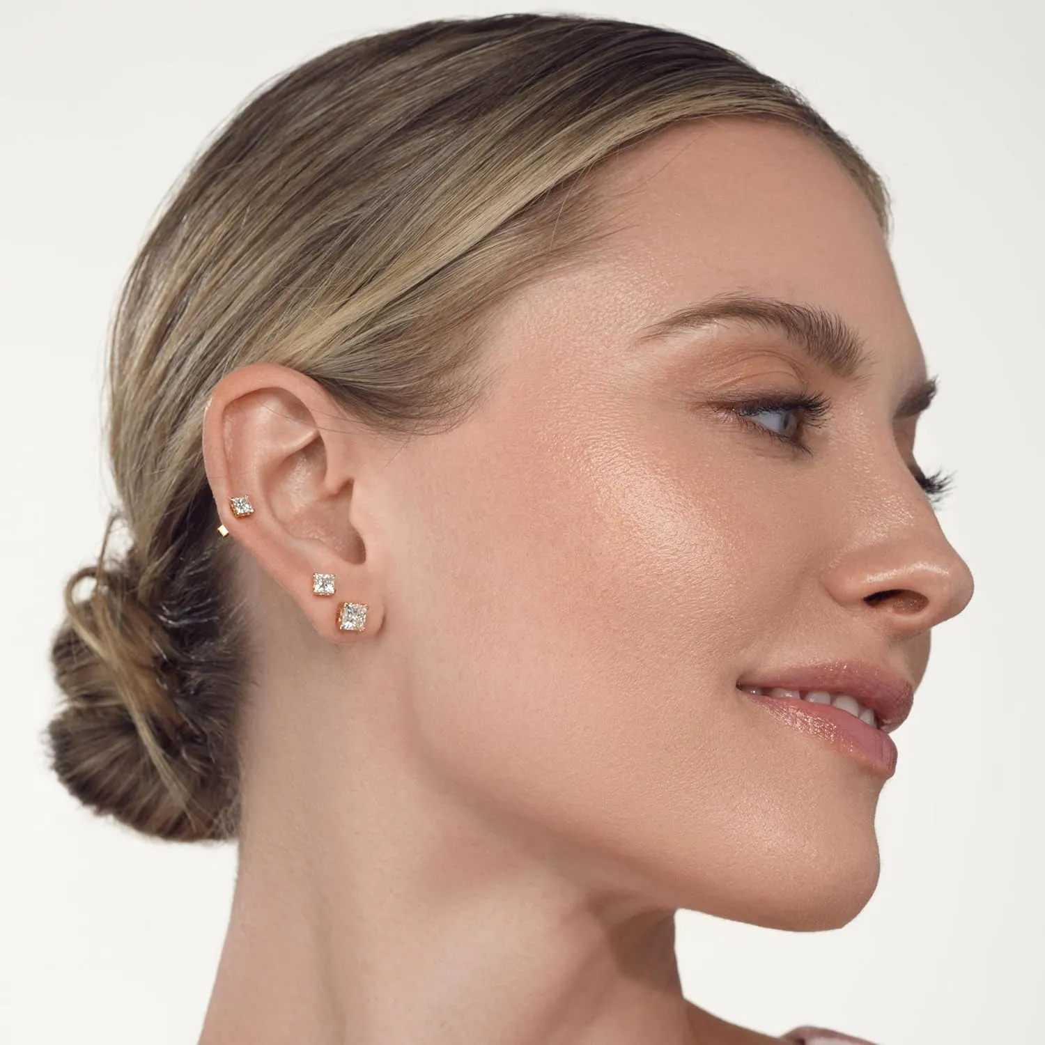 IGI Certified 1/2 to 4 Carat White Blue or Pink Lab Grown Diamond Stud Earrings for Women I 14k White Gold Earrings for Her (G-H, VS1-VS2, cttw) Princess Cut Diamond I Push Back Studs