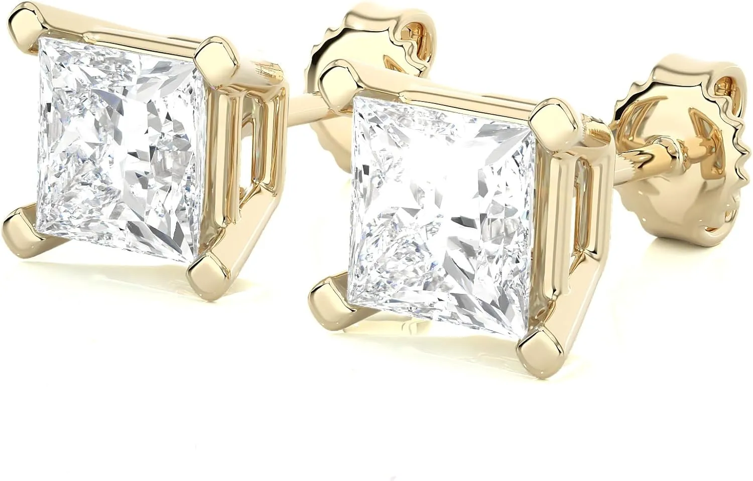 IGI Certified 1/2 to 4 Carat White Blue or Pink Lab Grown Diamond Stud Earrings for Women I 14k White Gold Earrings for Her (G-H, VS1-VS2, cttw) Princess Cut Diamond I Push Back Studs