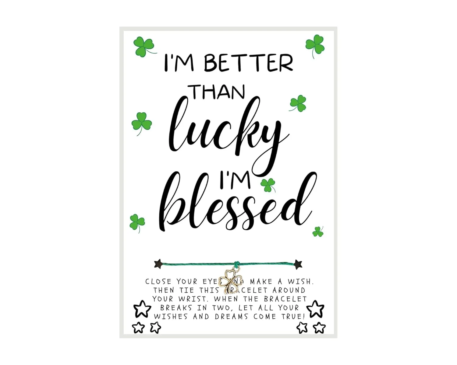 I'm Better than Lucky I'm Blessed St. Patrick's Day Wish, Wish Bracelet, Holiday Party Favor, Thank You, St. Patrick's Day WIsh Bracelet, Co-Worker Gift, Friendship Wish Bracelet