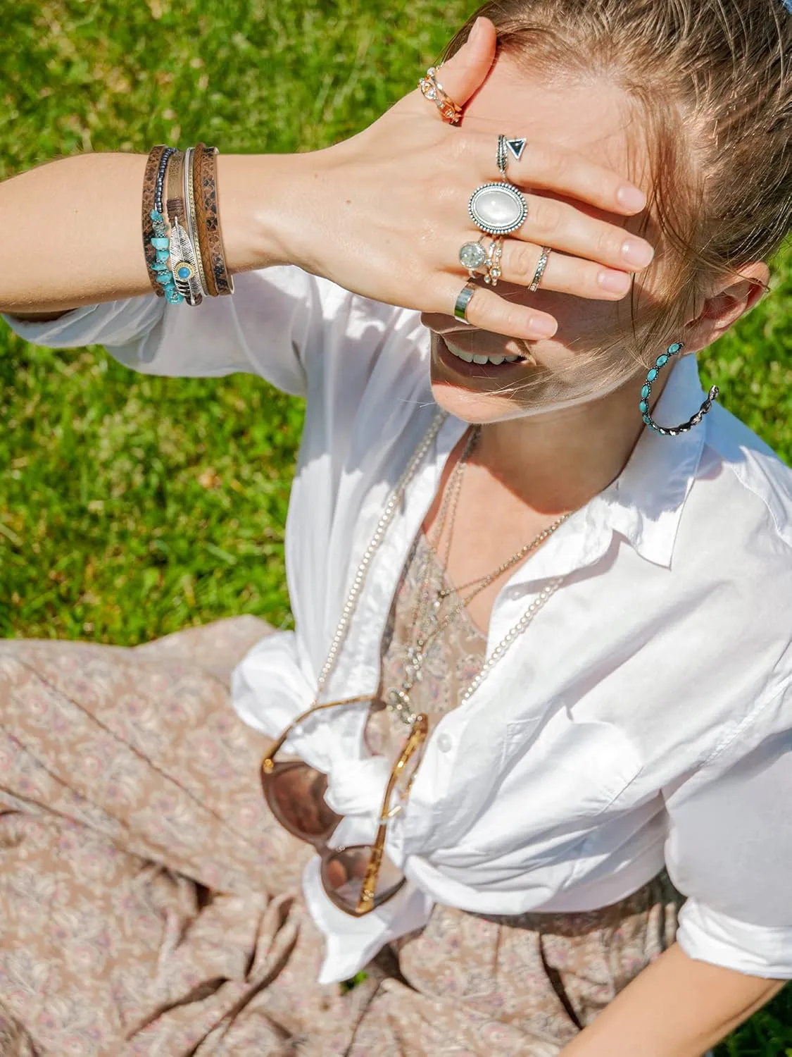 Inbagi 3 Pcs Western Jewelry for Women Bohemian Set, Boho Pendant Long Choker, Faux Leather Layered Bracelet, Dangle Earrings