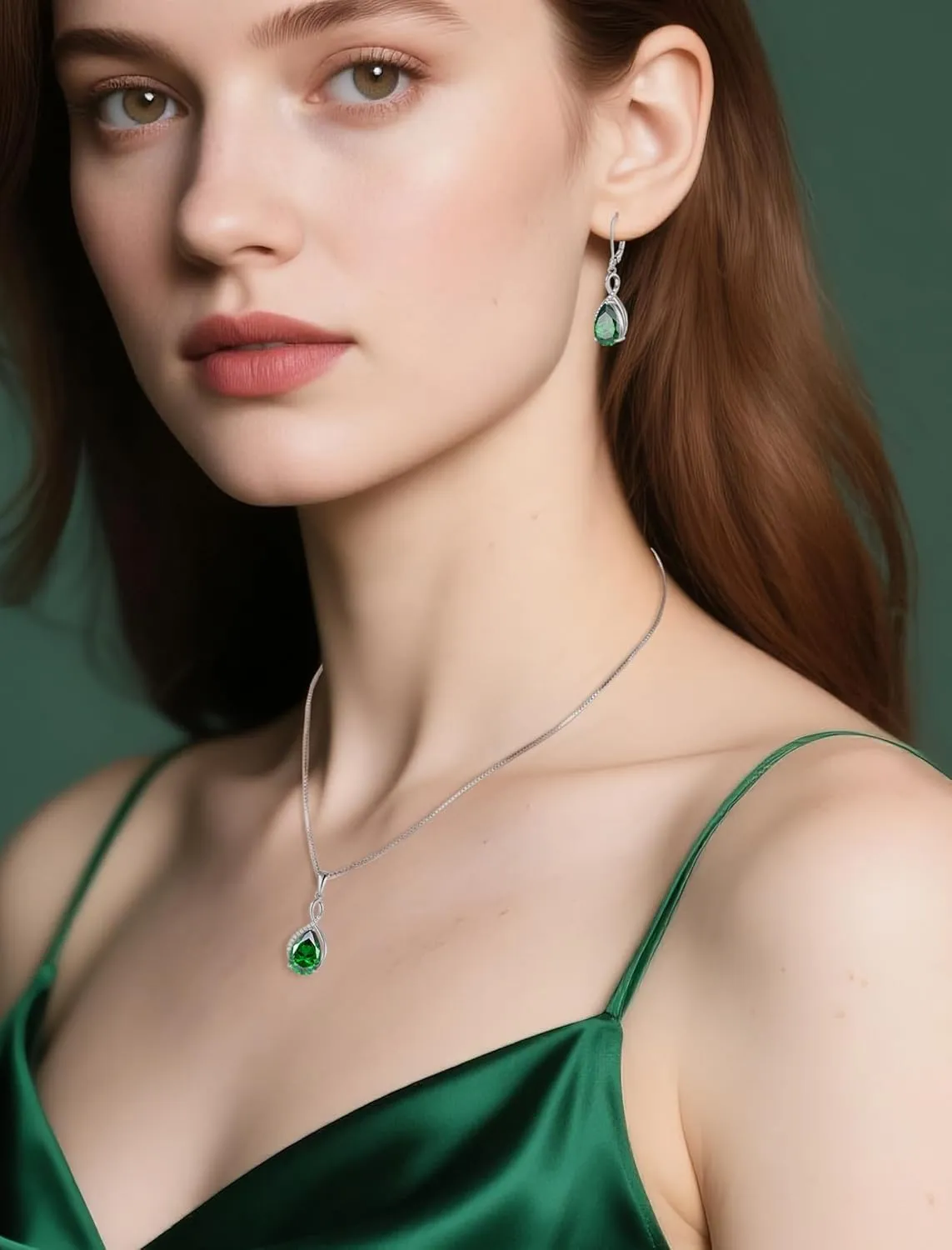 Infinity Birthstone Pendant Necklace for Women, 925 Sterling Silver 8x12 MM Pear-Cut CZ Necklaces Jewelry for Christmas Birthday Mother's Day