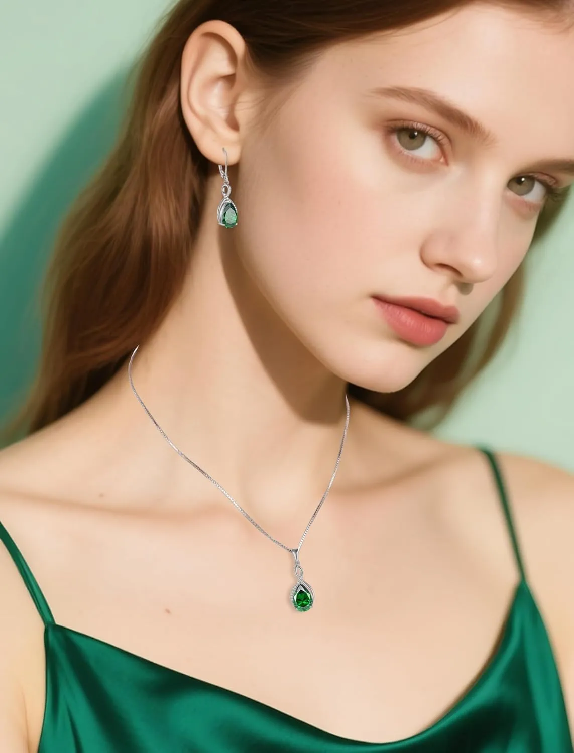 Infinity Birthstone Pendant Necklace for Women, 925 Sterling Silver 8x12 MM Pear-Cut CZ Necklaces Jewelry for Christmas Birthday Mother's Day