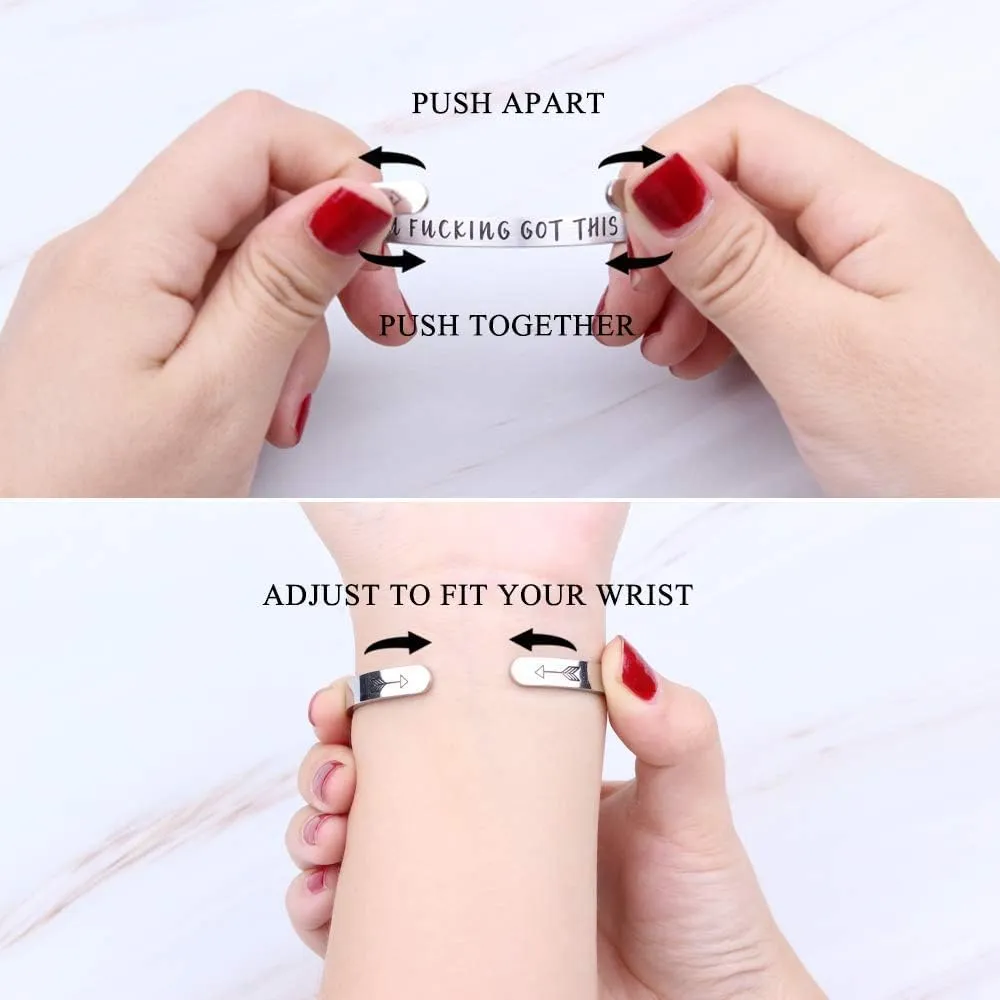 Inspirational Bracelets Stainless Steel Cuff Bangle Gifts for Women -Motivational Mantra Quote Inspirational Jewelry for Friendship Encouragement