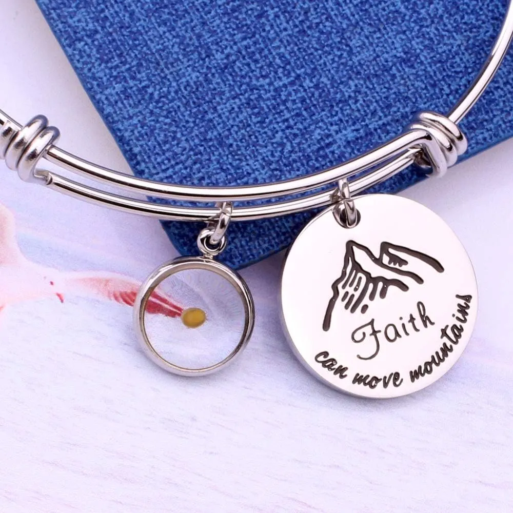 Inspirational Faith Gift Mustard Seed Jewelry Christian Gifts Faith Bracelets for Women Teen-Girls