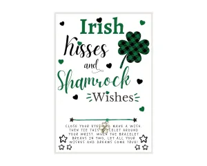 Irish Kisses and Shamrock Wishes St. Patrick's Day Wish, Wish Bracelet, Holiday Party Favor, Thank You, St. Patrick's Day WIsh Bracelet, Co-Worker Gift, Friendship Wish Bracelet