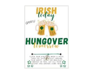 Irish Today Hung Over Tomorrow St. Patrick's Day Wish, Wish Bracelet, Holiday Party Favor, Thank You, St. Patrick's Day WIsh Bracelet, Co-Worker Gift, Friendship Wish Bracelet