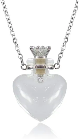 IVYRISE 1PC Clear Heart Vial Perfume Bottle Necklaces Stainless Steel Chain Make a Wish blood vial necklace Women Jewelry