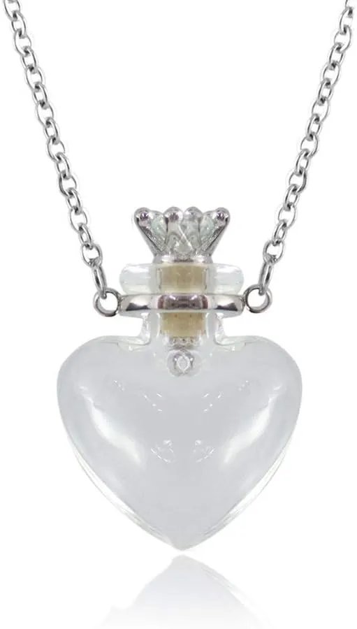 IVYRISE 1PC Clear Heart Vial Perfume Bottle Necklaces Stainless Steel Chain Make a Wish blood vial necklace Women Jewelry
