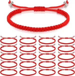 Jadive 20 Pcs Red Protection Good Luck Bracelet Red String of Fate Adjustable Bracelet Braided Knot Kabbalah Rope for Lover Couple Friend Women Men