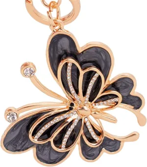 JewelbeautyGold Tone Cute Butterfly Bag Charm Keychain Car Key Chain with Key Rings for Women Girls Gifts
