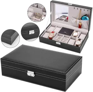 Jewelry Box with 8 Slots Watch Organizer Storage Case for Women Girls