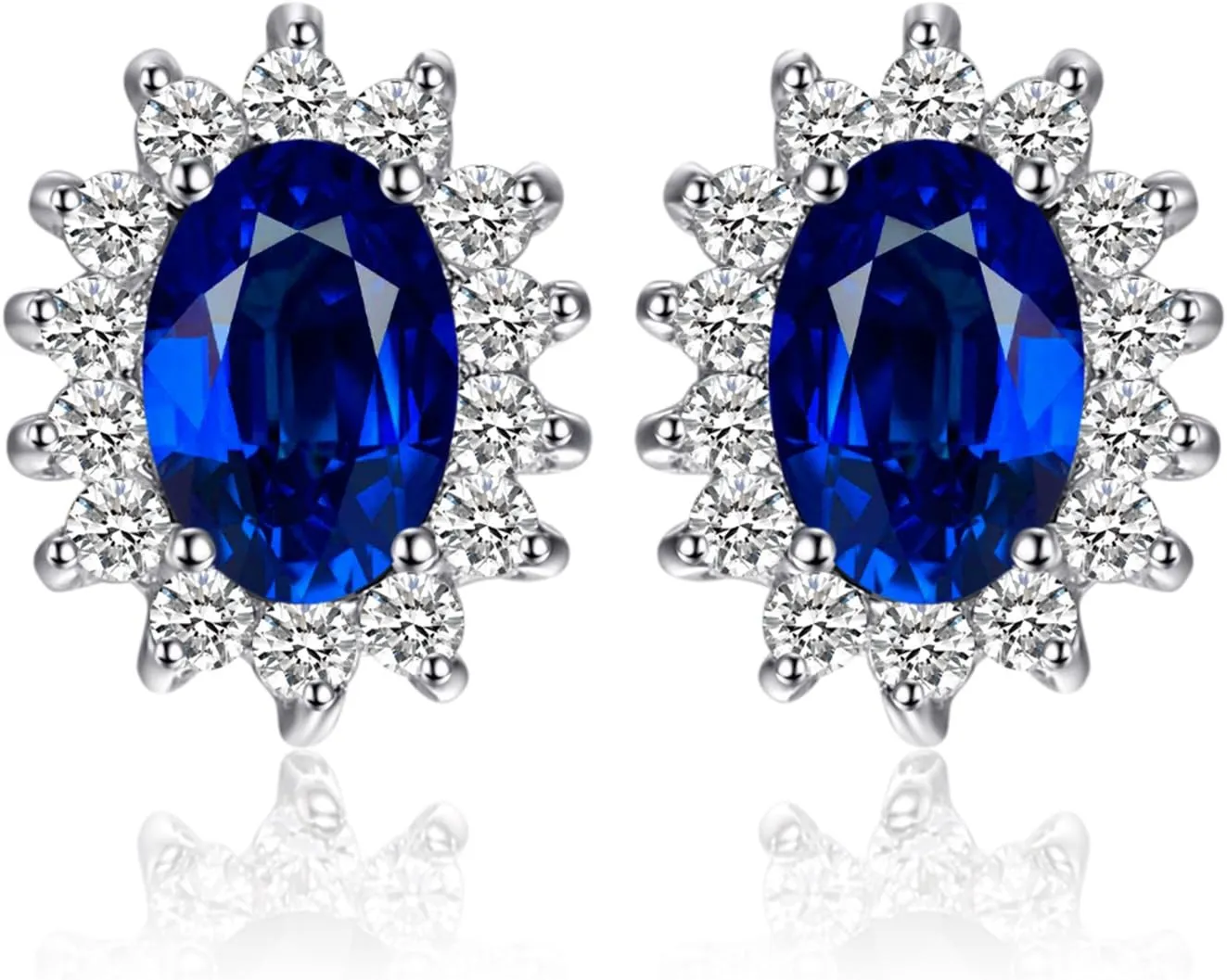 JewelryPalace Princess Diana Kate Middleton Class Gemstone Birthstone Sapphire Emerald Ruby Stud Earrings for Women, 14k Yellow Gold Plated 925 Sterling Silver Earrings for Women, Earings Set