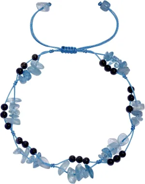 Jewever Layered Natural Black Agate Anklet Tumbled Chip Stones Beaded Real Ankle Bracelets for Women Healing Crystals Adjustable Summer Beach Foot Chain Jewelry