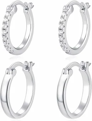 Jewlpire 14K Gold Hoop Earrings with 925 Sterling Silver Post Hypoallergenic Lightweight Small Hoop Earrings for Women 15mm 20mm Huggie Earrings