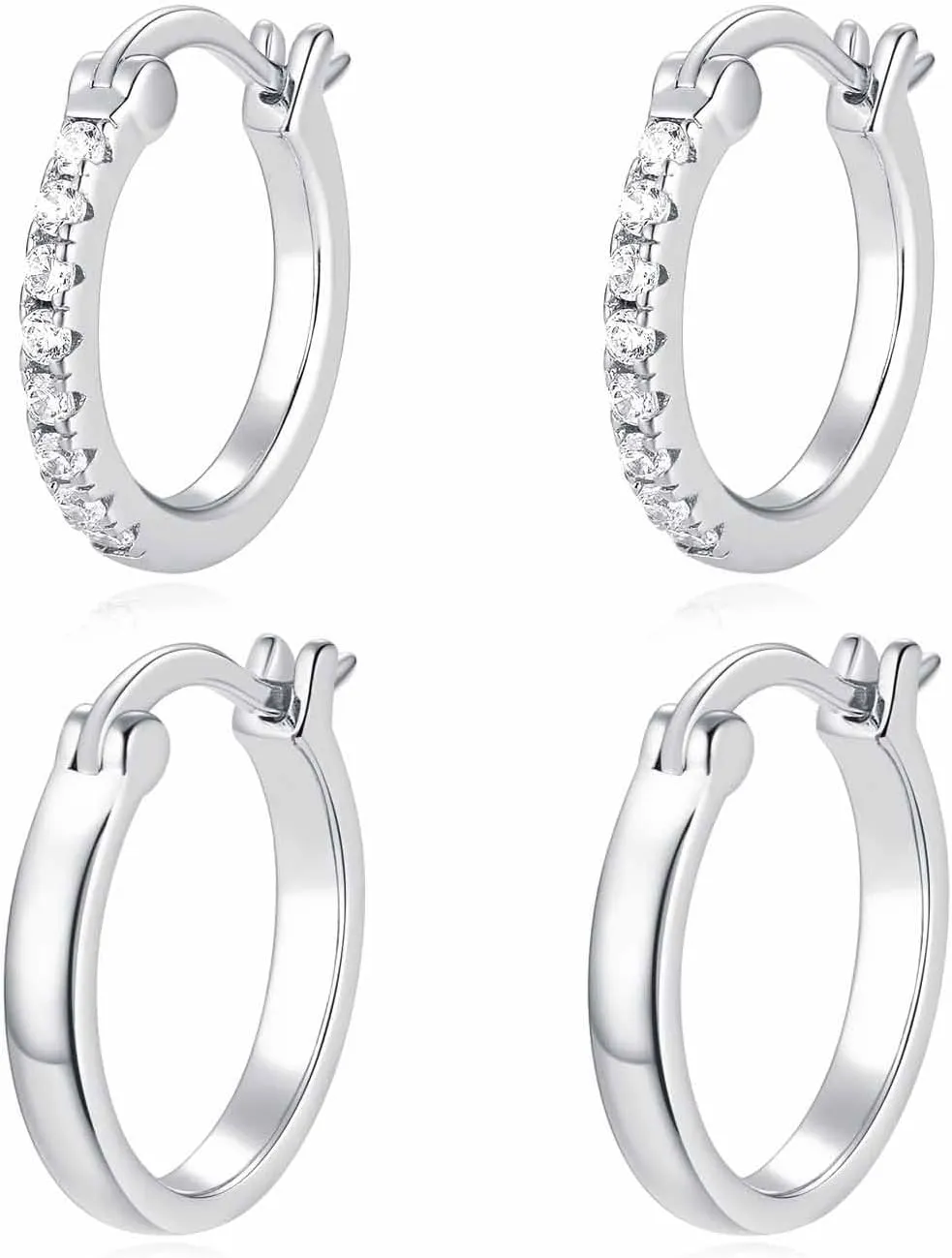 Jewlpire 14K Gold Hoop Earrings with 925 Sterling Silver Post Hypoallergenic Lightweight Small Hoop Earrings for Women 15mm 20mm Huggie Earrings