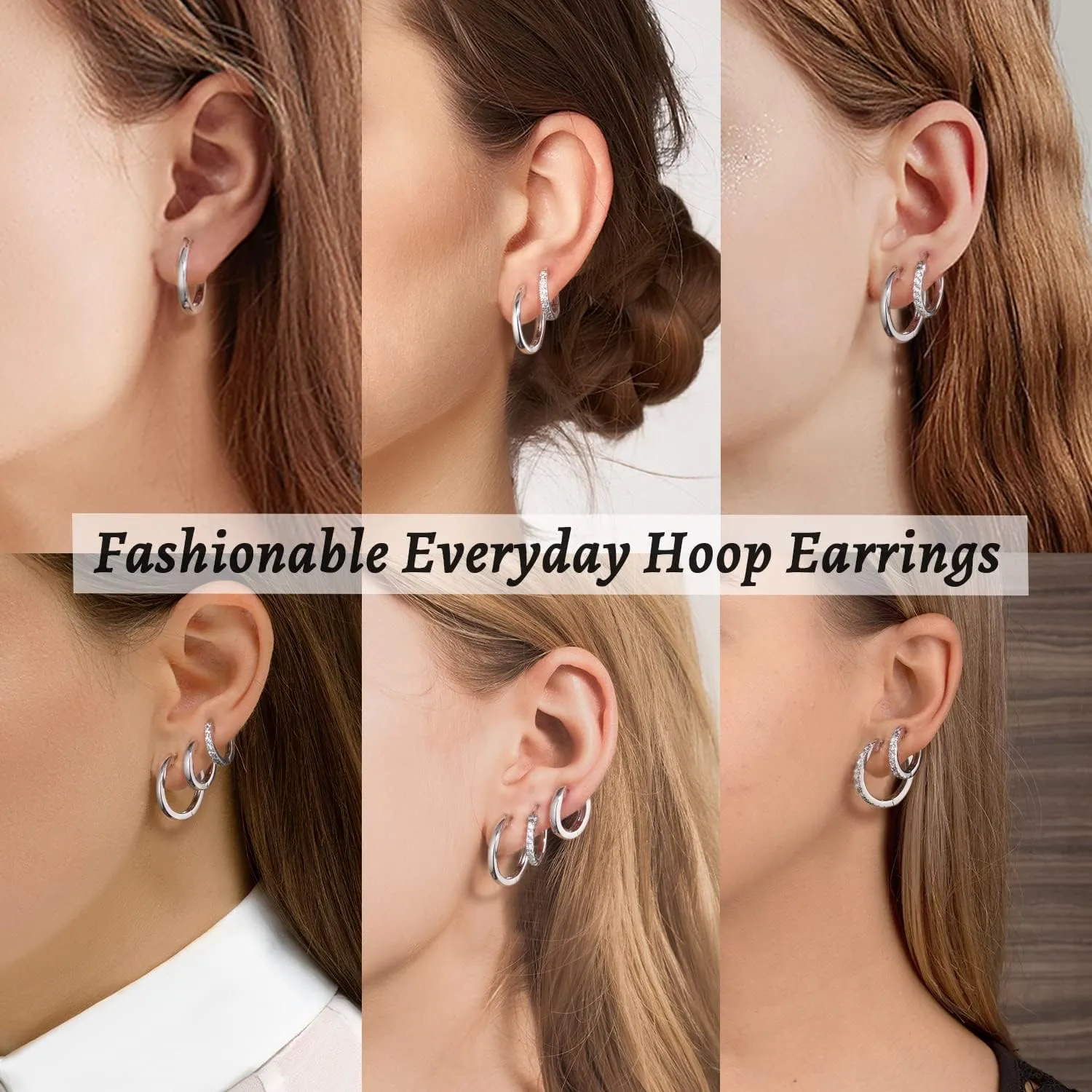 Jewlpire 14K Gold Hoop Earrings with 925 Sterling Silver Post Hypoallergenic Lightweight Small Hoop Earrings for Women 15mm 20mm Huggie Earrings