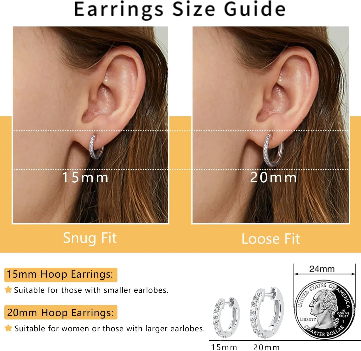 Jewlpire 14K Gold Hoop Earrings with 925 Sterling Silver Post Hypoallergenic Lightweight Small Hoop Earrings for Women 15mm 20mm Huggie Earrings