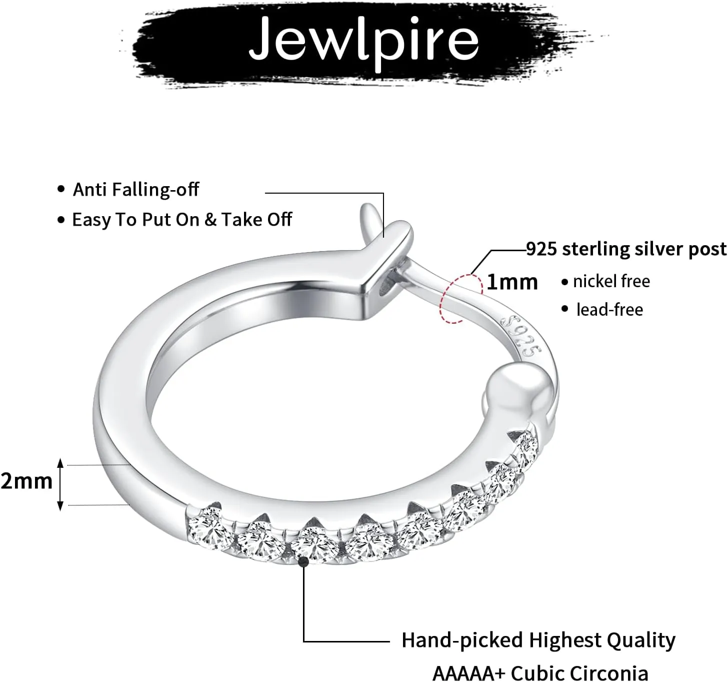 Jewlpire 14K Gold Hoop Earrings with 925 Sterling Silver Post Hypoallergenic Lightweight Small Hoop Earrings for Women 15mm 20mm Huggie Earrings