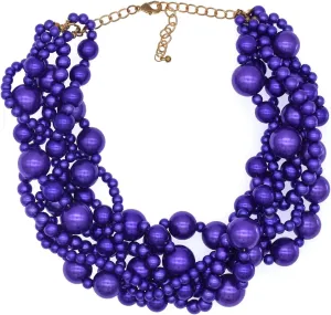 JNF Multi Strand Pearl Necklace for Women Bridal Wedding Pearl Statement Necklace Costume Pearls Necklaces for Ladies Party