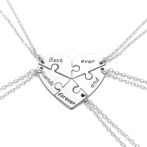 Jovivi Silver Tone Alloy BFF Necklace for 2-5 Best Friends Matching Heart Pendant Friendship Necklaces Women Jewelry Gift