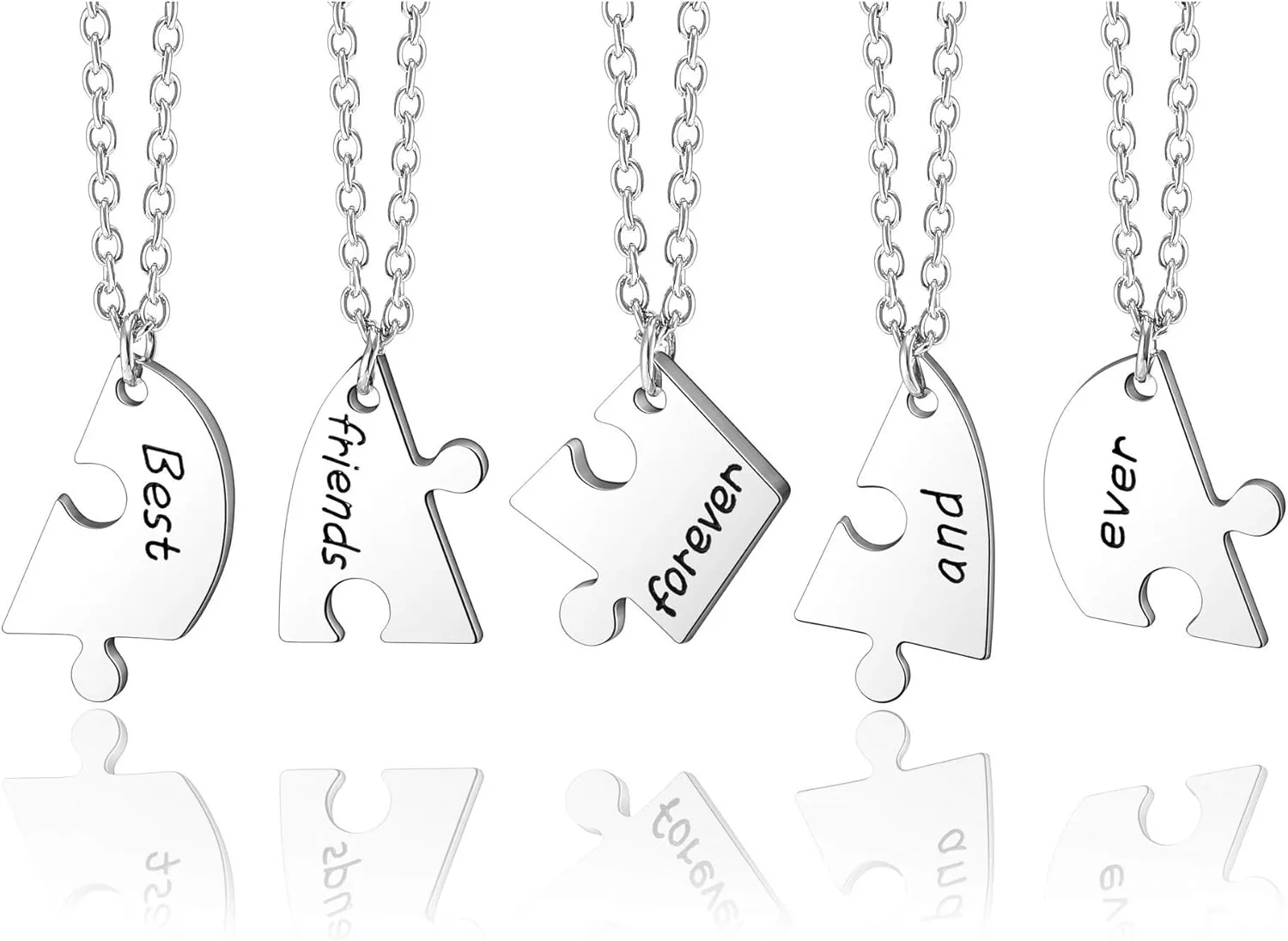 Jovivi Silver Tone Alloy BFF Necklace for 2-5 Best Friends Matching Heart Pendant Friendship Necklaces Women Jewelry Gift