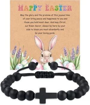 JoycuFF Easter Basket Stuffers, Cross Charm Adjustable Bracelets Easter Christian First Communion Gifts for Daughter Granddaughter Sister Son Brother Inspirational Jewelry