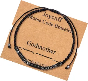 JoycuFF Morse Code Bracelets for Women Men Gifts for Her Him Mom Dad Daughter Sister Best Friend Funny Inspirational Bracelets for Women Jewelry Adjustable Silk Beaded Wrap Bracelet