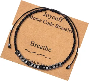 JoycuFF Morse Code Bracelets for Women Men Gifts for Her Him Mom Dad Daughter Sister Best Friend Funny Inspirational Bracelets for Women Jewelry Adjustable Silk Beaded Wrap Bracelet