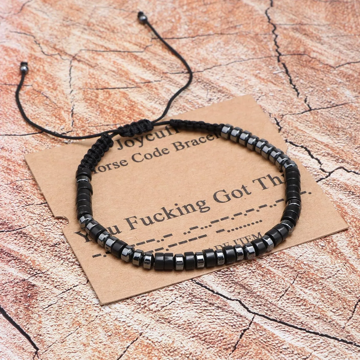 JoycuFF Morse Code Bracelets for Women Men Gifts for Her Him Mom Dad Daughter Sister Best Friend Funny Inspirational Bracelets for Women Jewelry Adjustable Silk Beaded Wrap Bracelet