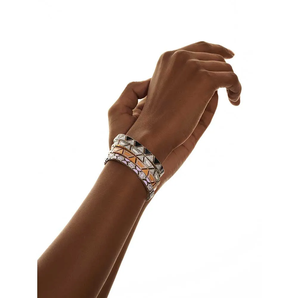 Kaj Fine Jewellery Oval Purple Enamel and Diamond Bangle in 18KT White Gold