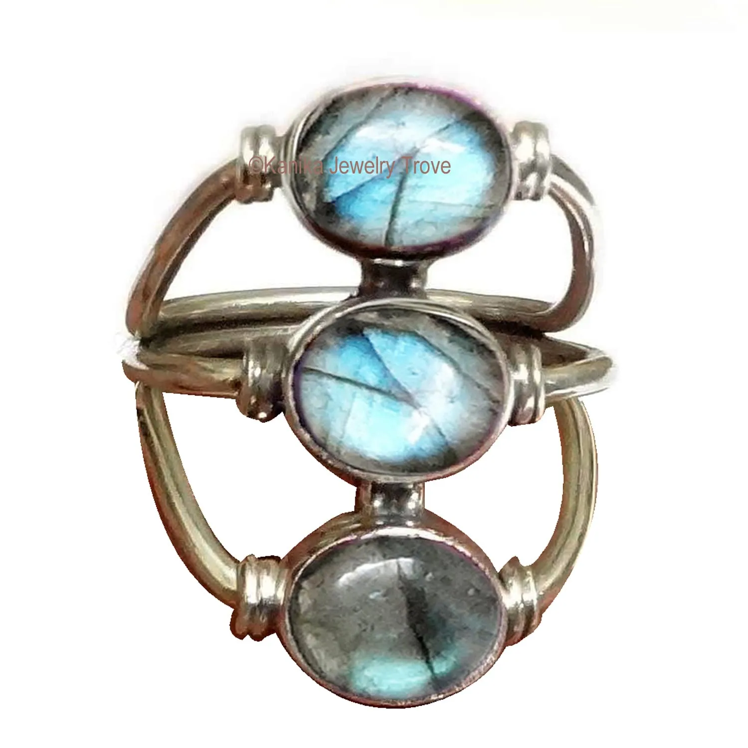 Kanika Jewelry Trove 925 Sterling Silver Labradorite Handmade Statement Ring for Women & Girl
