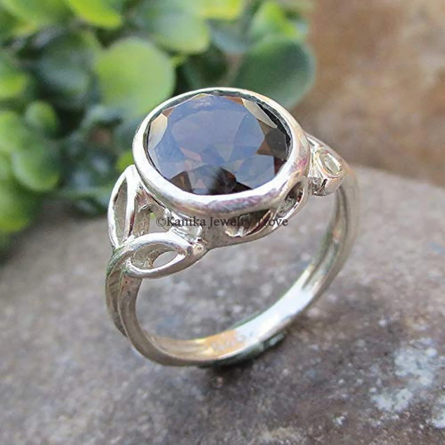 Kanika Jewelry Trove 925 Sterling Silver Smoky Quartz Handmade Ring Bands for Women & Girl