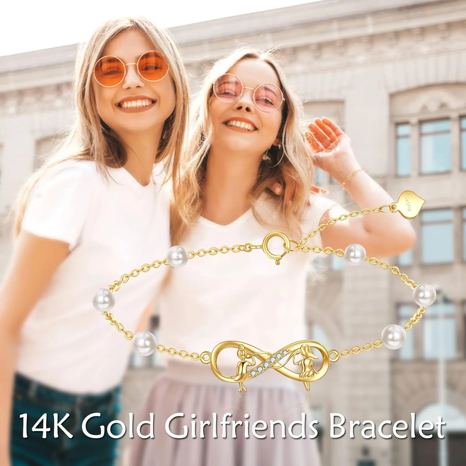 KECHO 14K Solid Gold Butterfly Bracelet for Women Pineapple Lucky Clover Sister Bracelets Birthday Christmas Mothers Day Jewelry Gifts for Mom Friends