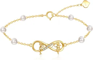 KECHO 14K Solid Gold Butterfly Bracelet for Women Pineapple Lucky Clover Sister Bracelets Birthday Christmas Mothers Day Jewelry Gifts for Mom Friends