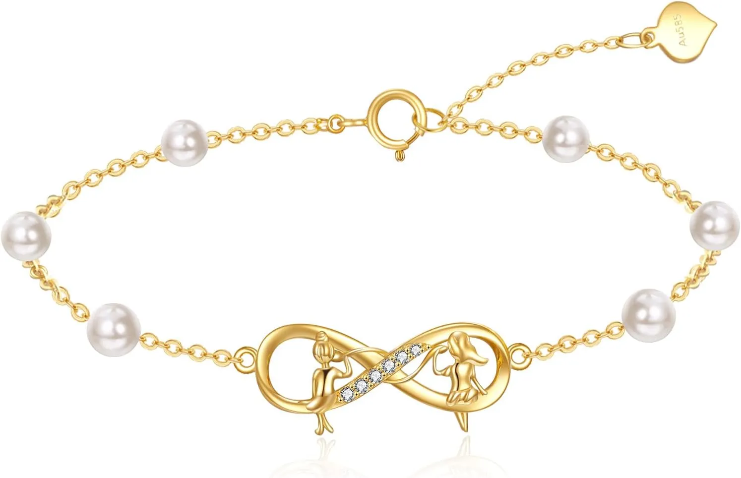 KECHO 14K Solid Gold Butterfly Bracelet for Women Pineapple Lucky Clover Sister Bracelets Birthday Christmas Mothers Day Jewelry Gifts for Mom Friends