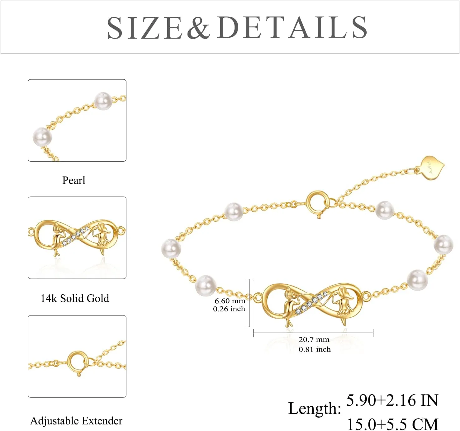 KECHO 14K Solid Gold Butterfly Bracelet for Women Pineapple Lucky Clover Sister Bracelets Birthday Christmas Mothers Day Jewelry Gifts for Mom Friends
