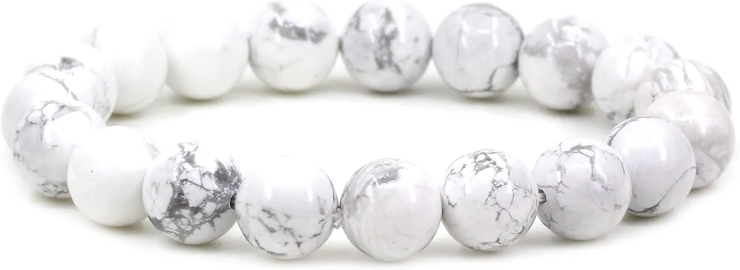 Keleny Gem Semi Precious Gemstones 10mm Round Beads Stone Crystal Stretch Bracelets Unisex