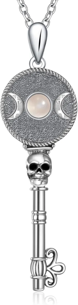 Key Triple Moon Goddess Necklace Nudo De Bruja Plata Original Witches Knot Necklace Crystal Necklaces for Women Sterling Silver Crystal Pendant Jewelry Gifts for Women