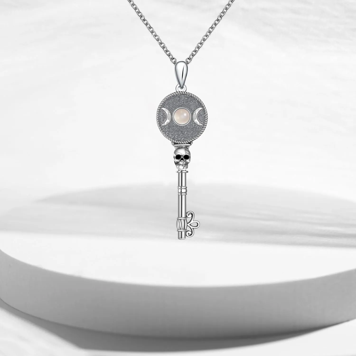 Key Triple Moon Goddess Necklace Nudo De Bruja Plata Original Witches Knot Necklace Crystal Necklaces for Women Sterling Silver Crystal Pendant Jewelry Gifts for Women