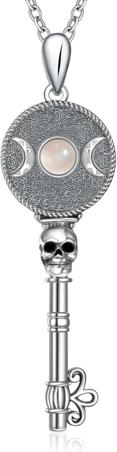 Key Triple Moon Goddess Necklace Nudo De Bruja Plata Original Witches Knot Necklace Crystal Necklaces for Women Sterling Silver Crystal Pendant Jewelry Gifts for Women